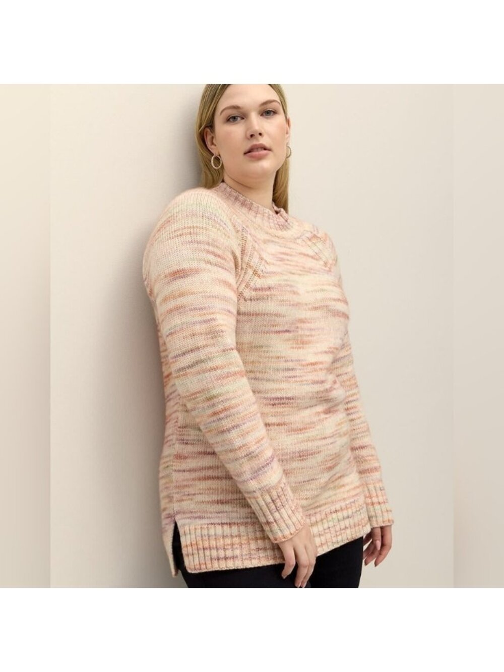 Penningtons Pink Knit Tunic Sweater Ribbed Size 2X Office Winter Work Soft Cozy